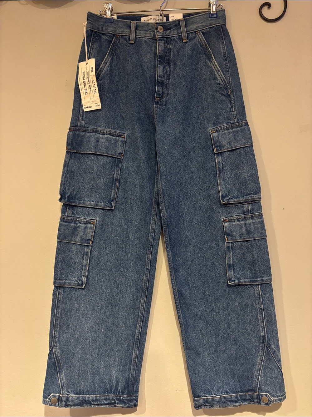 Denim Forum Women's Blue High-Rise Cargo Aritzia Jeans